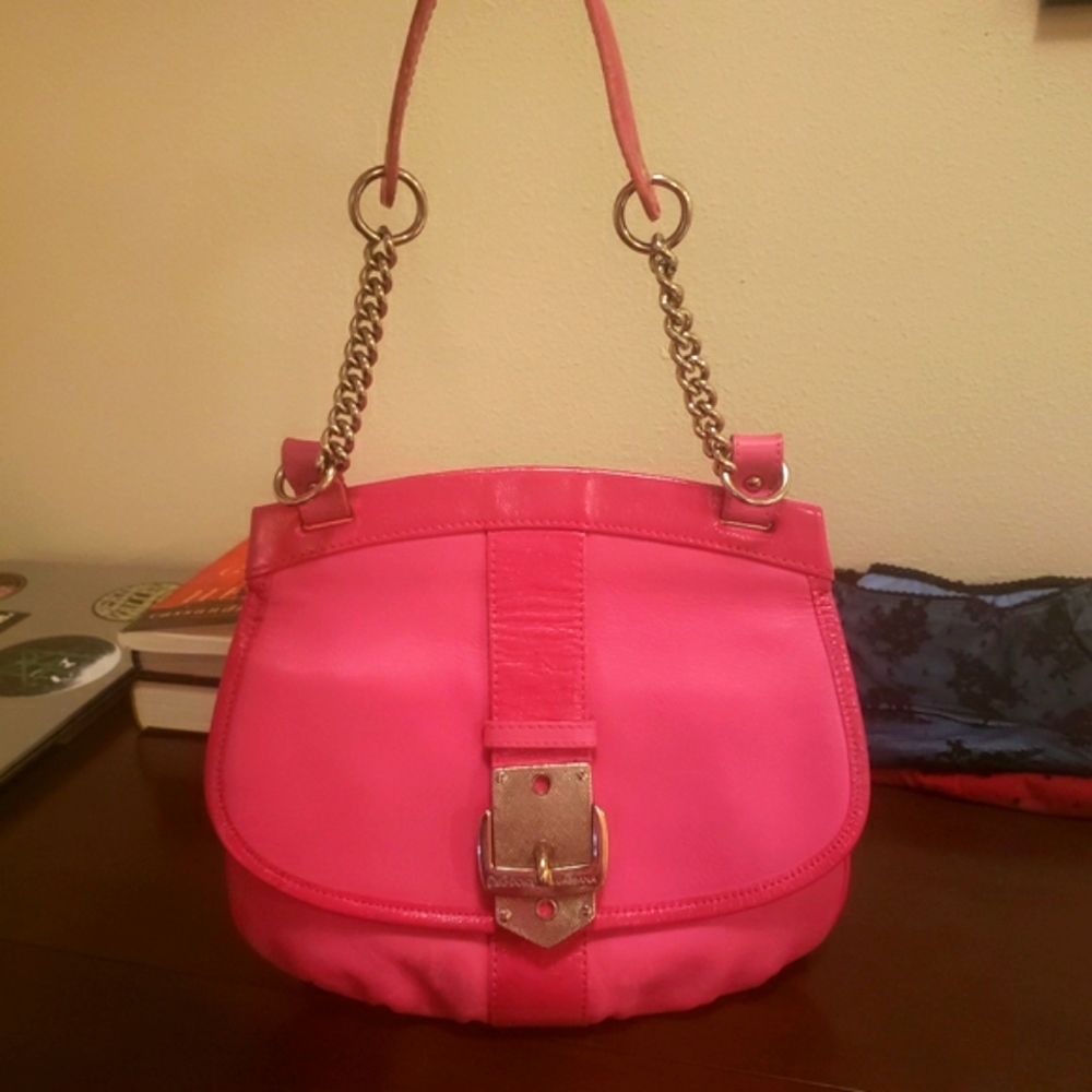 Dolce & Gabbana Shoulder Bag Pink Leather Authentic Rare